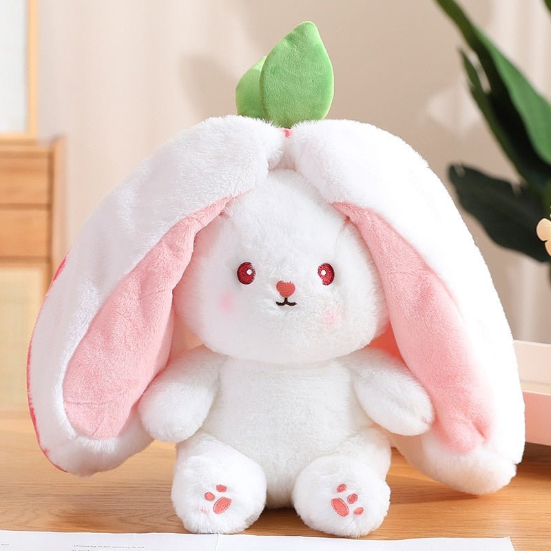 Kawaiimi - plush toys - Kawaii Bunny in Strawberry & Carrot Hiding Bag - 21