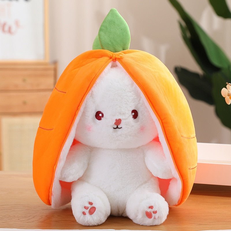 Kawaiimi - plush toys - Kawaii Bunny in Strawberry & Carrot Hiding Bag - 10