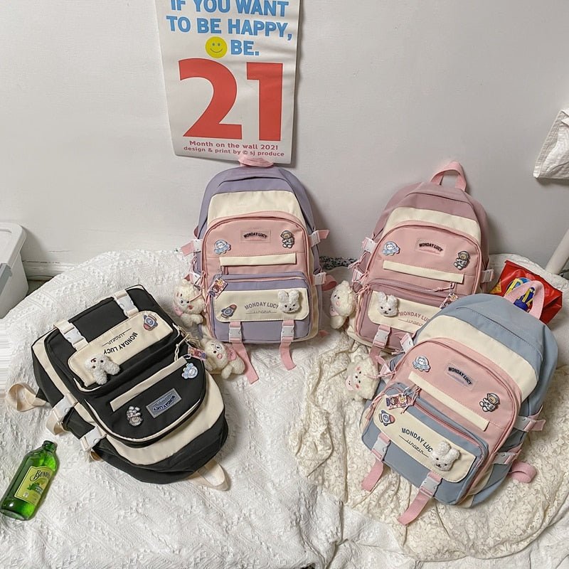 Kawaiimi - school bags & back to school accessories - Kawaii Chic Seoul School Backpack - 7