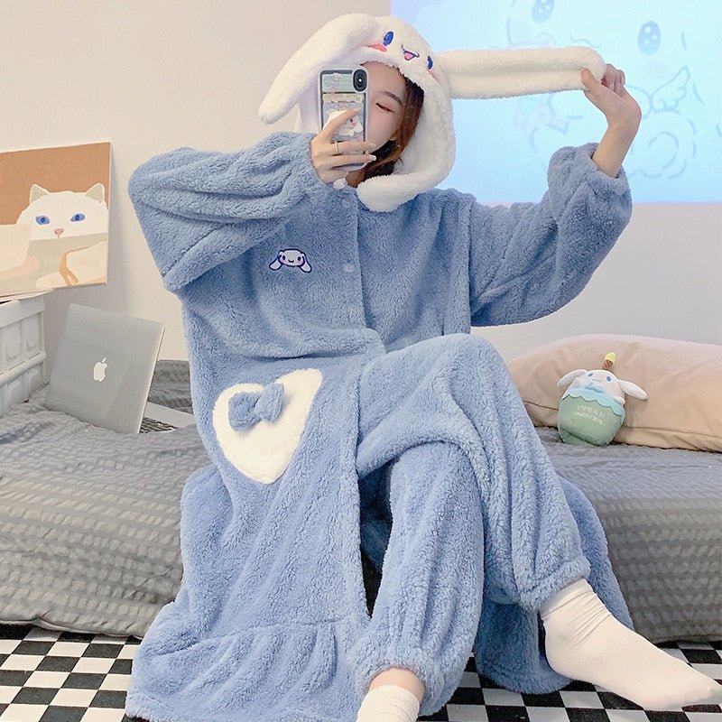 Kawaiimi - mens & womens winter pyjamas - Kawaii Cinnamoroll Plush Sleepwear - 1