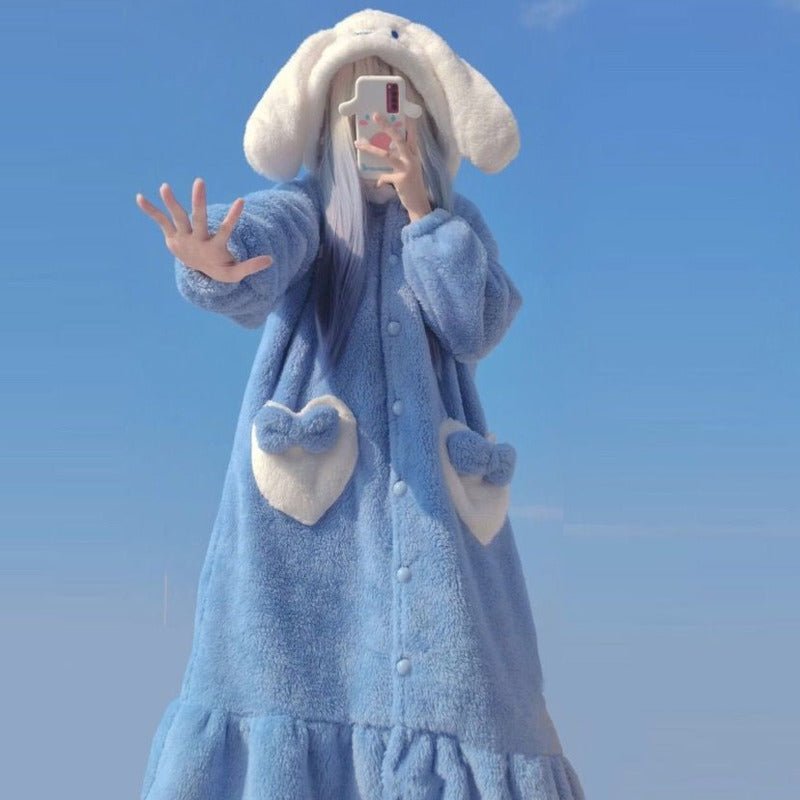 Kawaiimi - mens & womens winter pyjamas - Kawaii Cinnamoroll Plush Sleepwear - 6