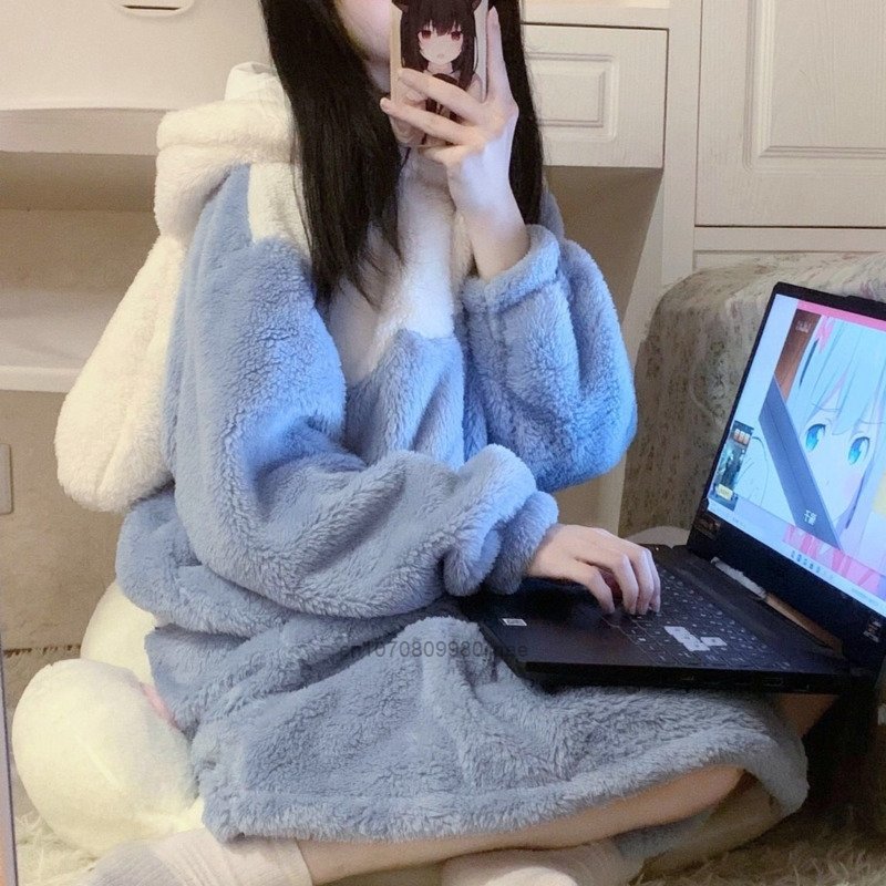 Kawaiimi - mens & womens winter pyjamas - Kawaii Cinnamoroll Plush Sleepwear - 7