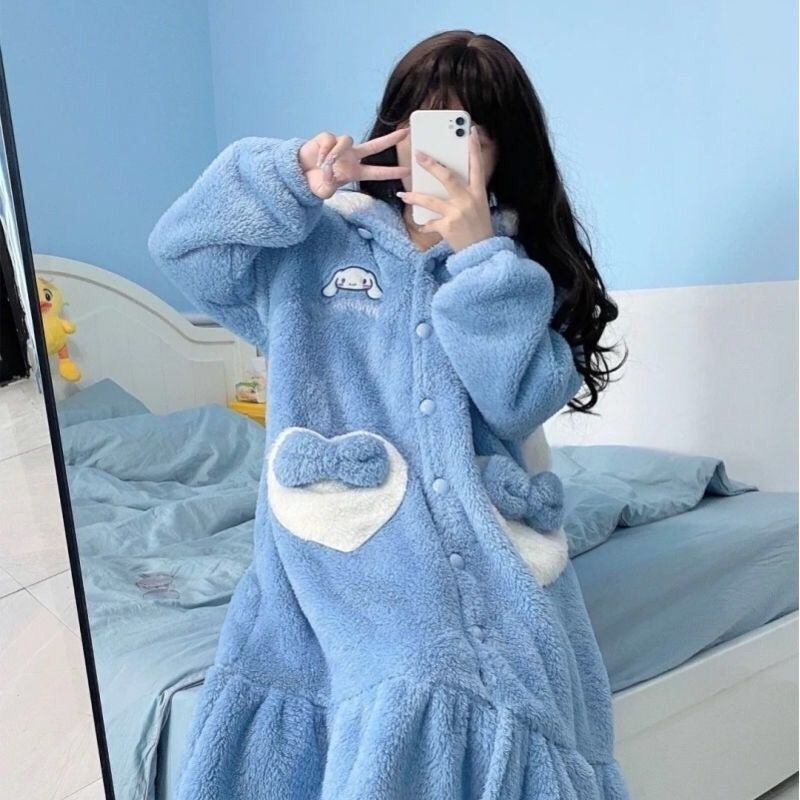 Kawaiimi - mens & womens winter pyjamas - Kawaii Cinnamoroll Plush Sleepwear - 9