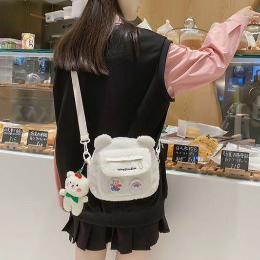 Kawaiimi - apparel & accessories - Kawaii Fluffy Bear Plush Bag - 7