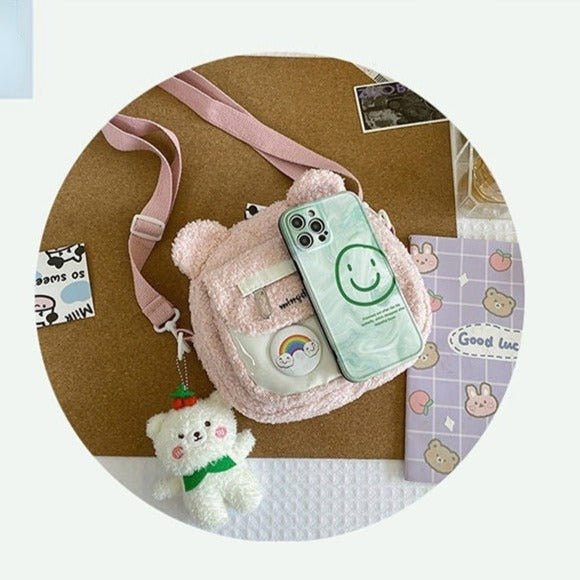 Kawaiimi - apparel & accessories - Kawaii Fluffy Bear Plush Bag - 6