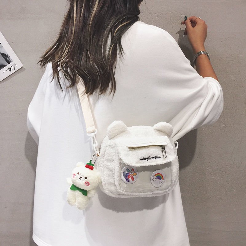 Kawaiimi - apparel & accessories - Kawaii Fluffy Bear Plush Bag - 1