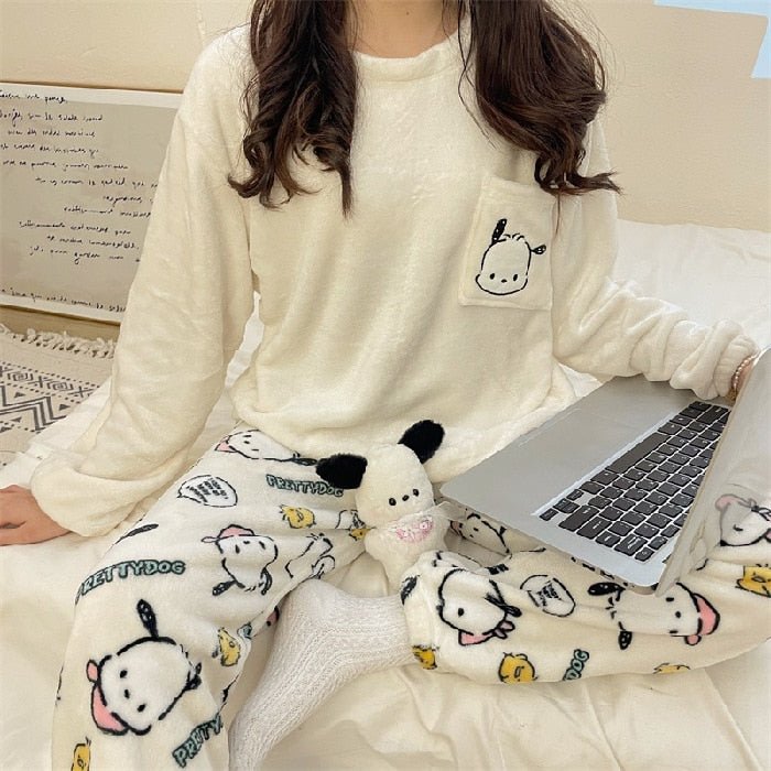 Kawaiimi - mens & womens winter pyjamas - Kawaii Pochacco Flannel PJ Sleepwear - 4