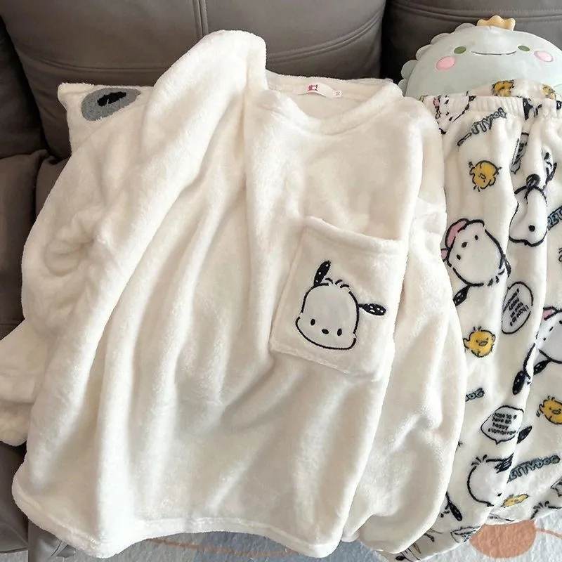 Kawaiimi - mens & womens winter pyjamas - Kawaii Pochacco Flannel PJ Sleepwear - 8