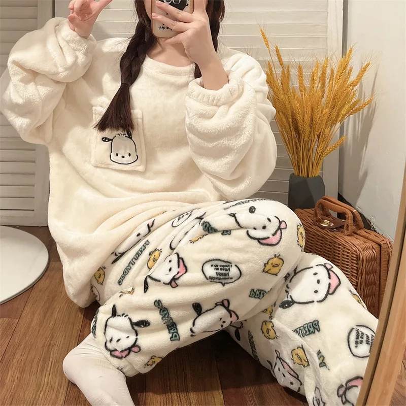 Kawaiimi - mens & womens winter pyjamas - Kawaii Pochacco Flannel PJ Sleepwear - 13