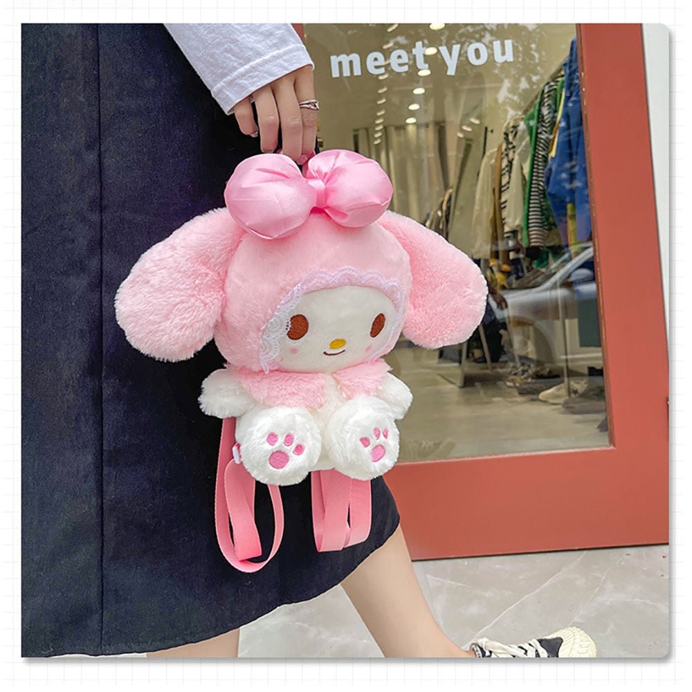 Kawaiimi - apparel & accessories - Kawaii Sanrio My Melody Plush Backpack - 4