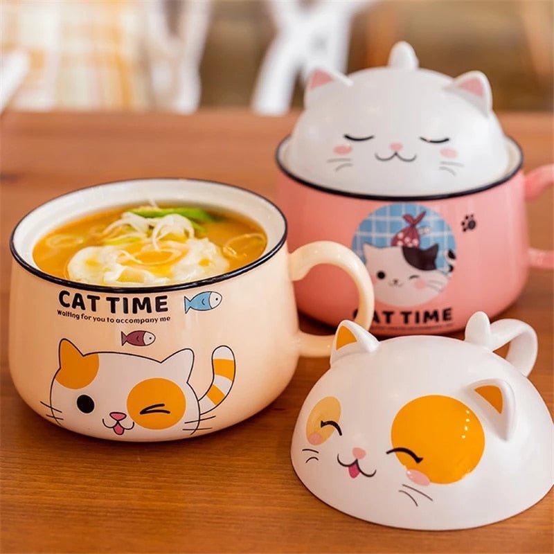 Kawaiimi - home & living - Kawaiimi Cat Time Noodle Bowl - 1