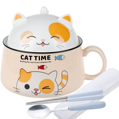 Kawaiimi - home & living - Kawaiimi Cat Time Noodle Bowl - 12