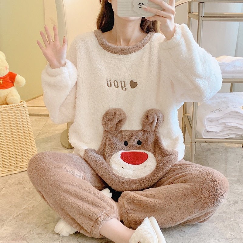 Kawaiimi - mens & womens winter pyjamas - Kstyle Sweet Winter Bear Pajamas Sleepwear - 4