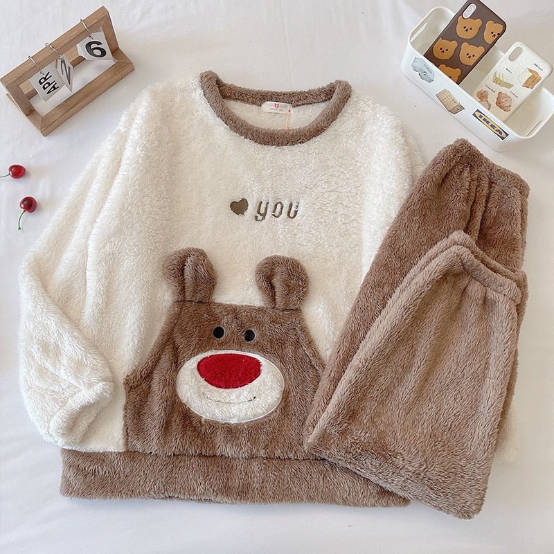 Kawaiimi - mens & womens winter pyjamas - Kstyle Sweet Winter Bear Pajamas Sleepwear - 2