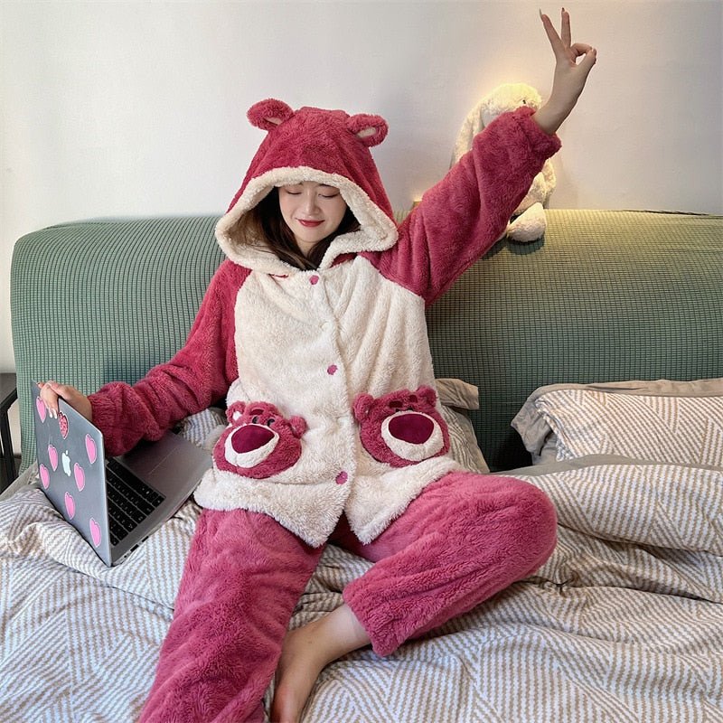 Kawaiimi - mens & womens winter pyjamas - Lotso Hugging Bear Winter Pajama Set - 1