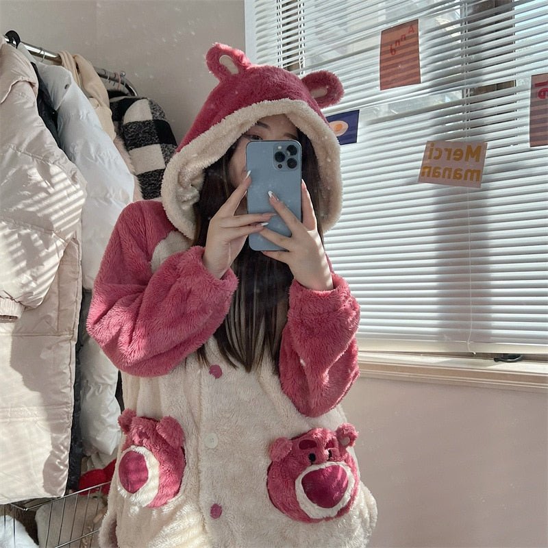 Kawaiimi - mens & womens winter pyjamas - Lotso Hugging Bear Winter Pajama Set - 2