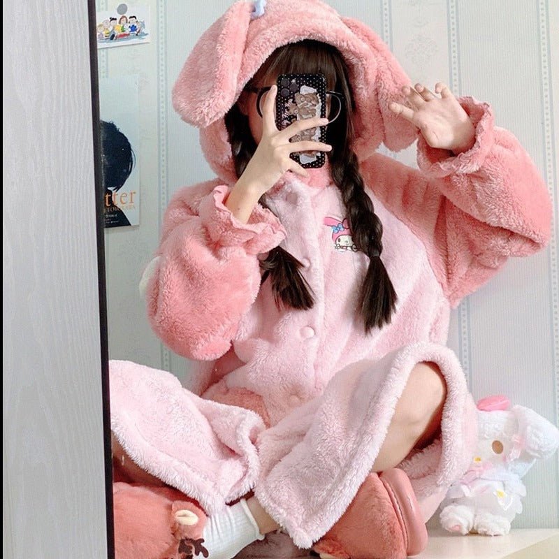Kawaiimi - mens & womens winter pyjamas - My Melody Princess Plush PJ Nightie - 3
