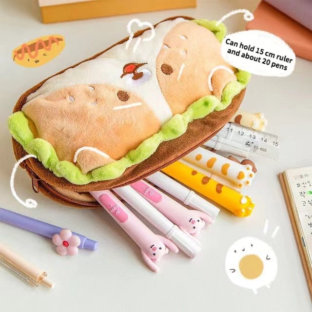Kawaiimi - stationery - Plush Hamburger Buddy Pencil Case - 5