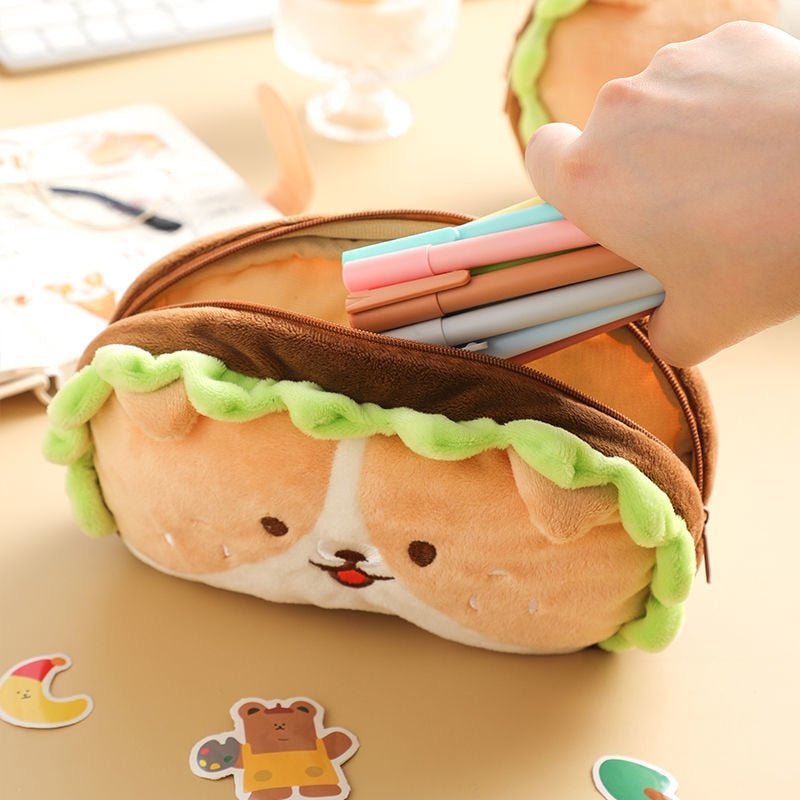 Kawaiimi - stationery - Plush Hamburger Buddy Pencil Case - 4