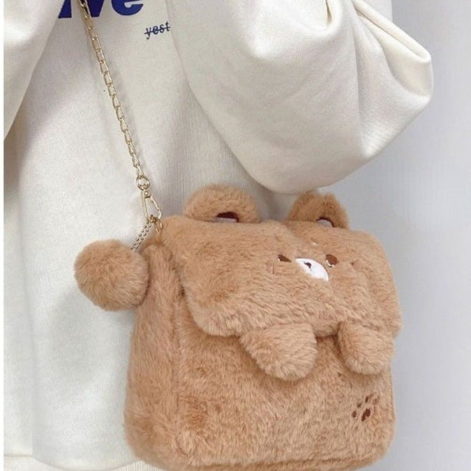 Kawaiimi - apparel and accessories - Pompom Bear Plush Hand Bag - 5