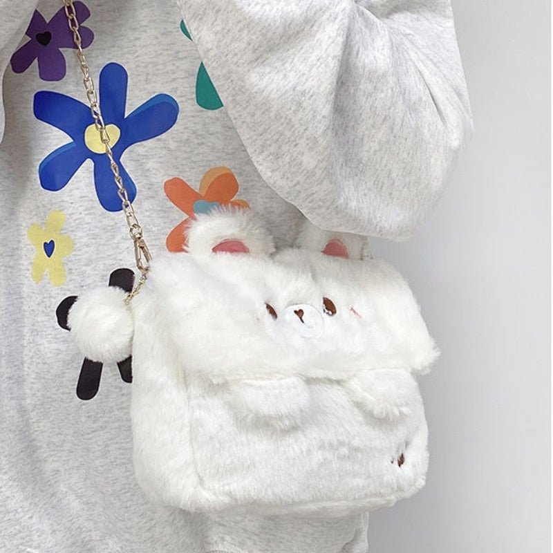 Kawaiimi - apparel and accessories - Pompom Bear Plush Hand Bag - 2