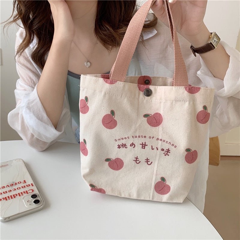 Kawaiimi - apparel and accessories - Pretty in Pink Peach Tote Bag - 1