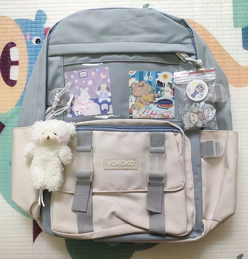 Kawaiimi - apparel and accessories - Simply Cute School Backpack with Teddy Pendant - 8
