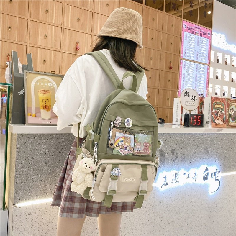 Kawaiimi - apparel and accessories - Simply Cute School Backpack with Teddy Pendant - 24