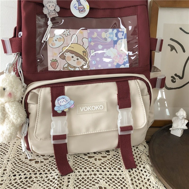 Kawaiimi - apparel and accessories - Simply Cute School Backpack with Teddy Pendant - 29