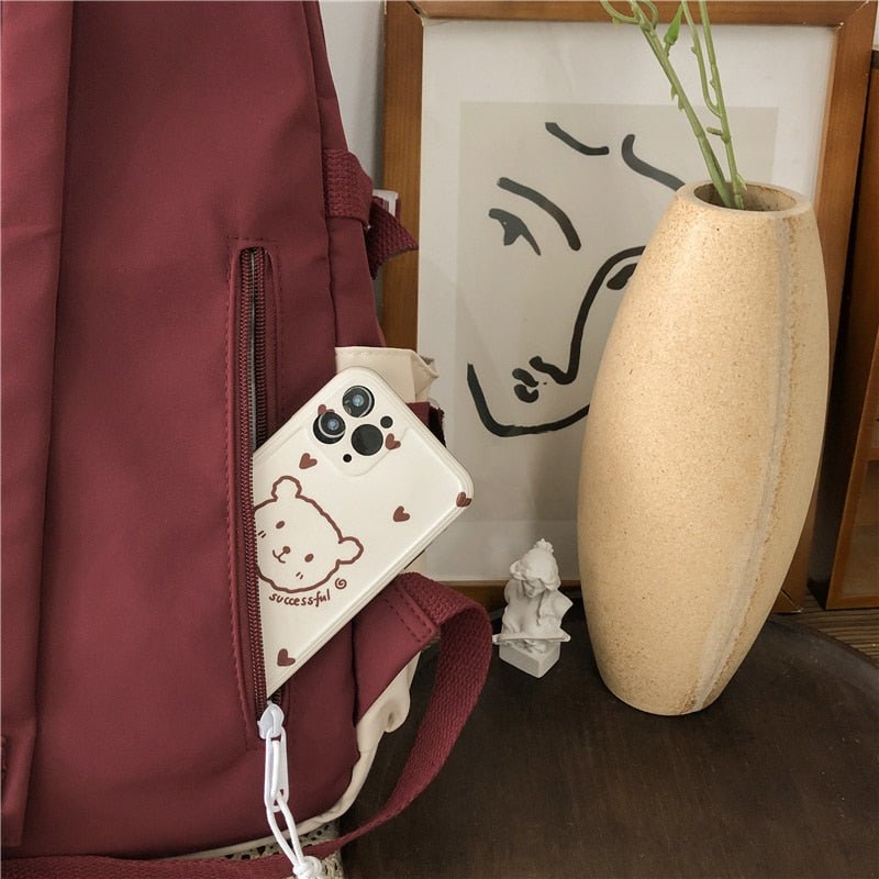 Kawaiimi - apparel and accessories - Simply Cute School Backpack with Teddy Pendant - 28