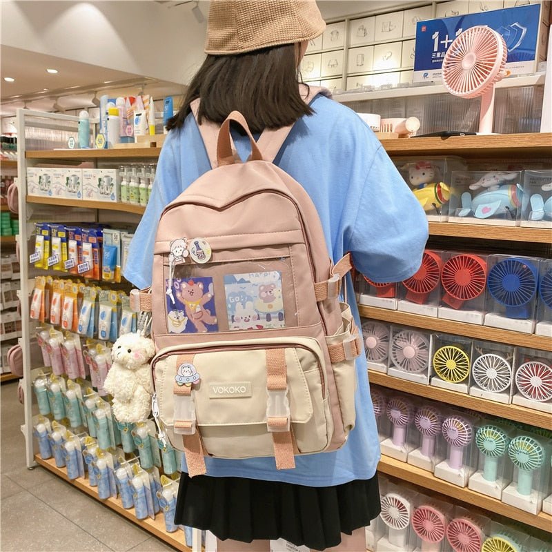 Kawaiimi - apparel and accessories - Simply Cute School Backpack with Teddy Pendant - 23