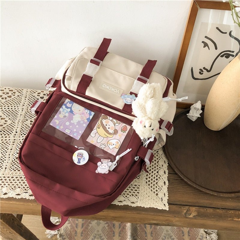 Kawaiimi - apparel and accessories - Simply Cute School Backpack with Teddy Pendant - 15
