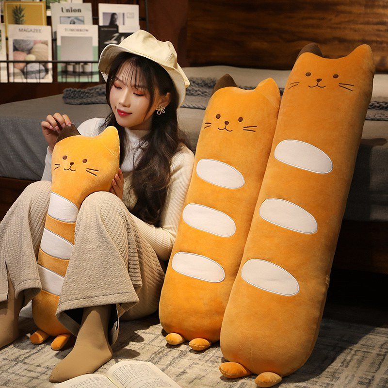 Kawaiimi - plush toys - Squishy Cat Baguette Long Plush Pillow - 5
