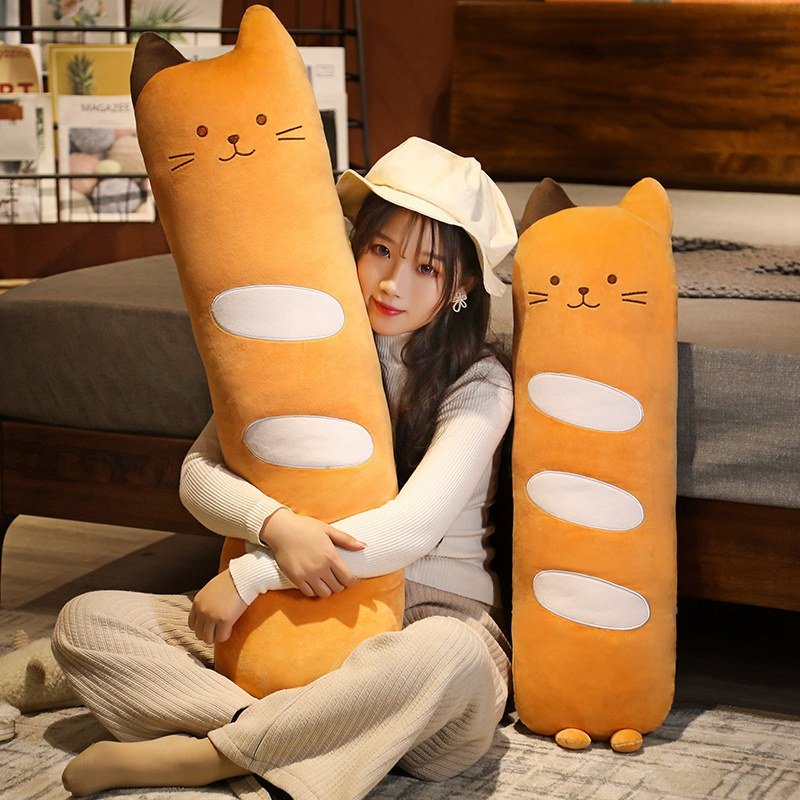 Kawaiimi - plush toys - Squishy Cat Baguette Long Plush Pillow - 2