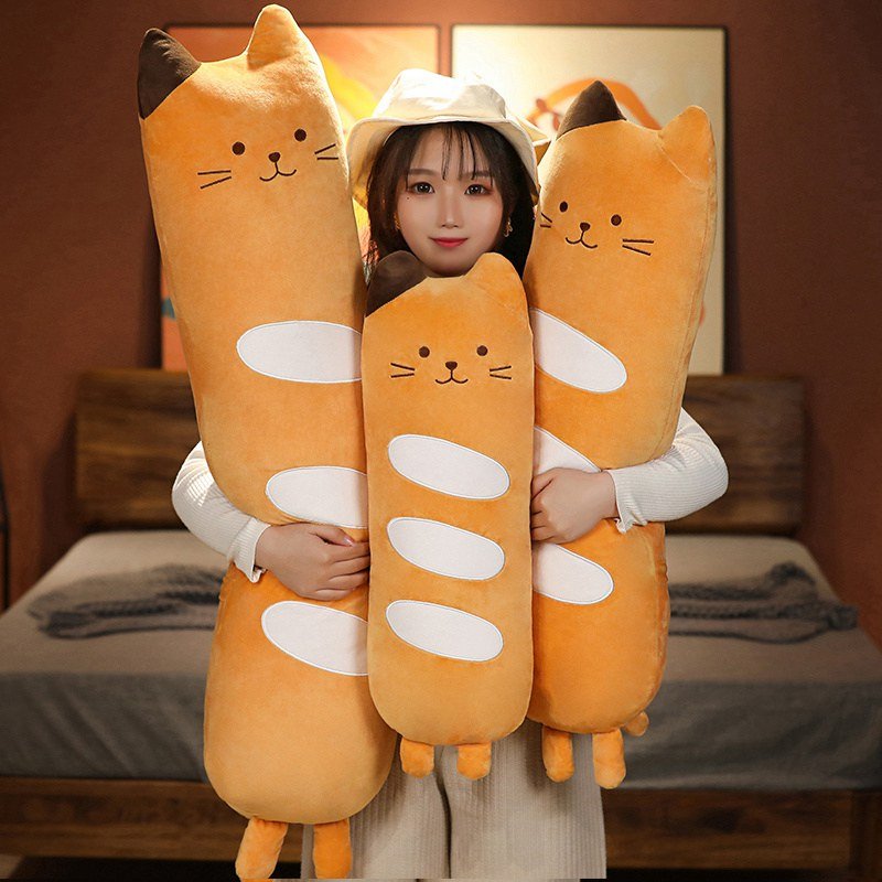 Kawaiimi - plush toys - Squishy Cat Baguette Long Plush Pillow - 1