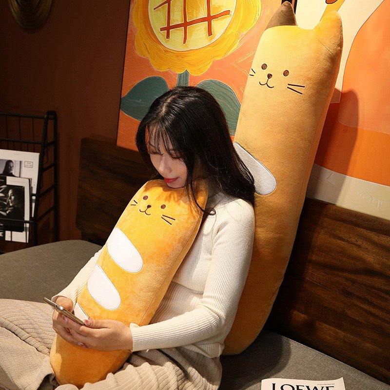 Kawaiimi - plush toys - Squishy Cat Baguette Long Plush Pillow - 12