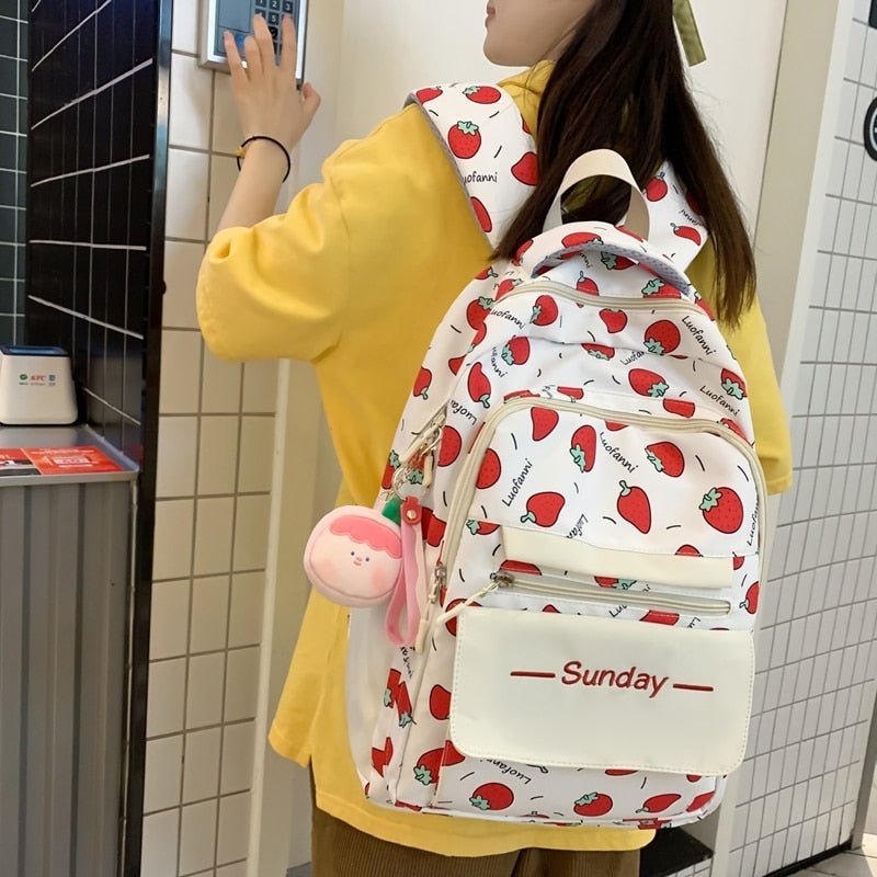Kawaiimi - school bags & back to school accessories - Strawberry Sweetheart School Backpack - 2