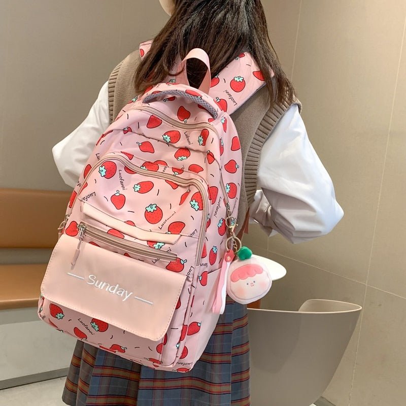 Kawaiimi - school bags & back to school accessories - Strawberry Sweetheart School Backpack - 1