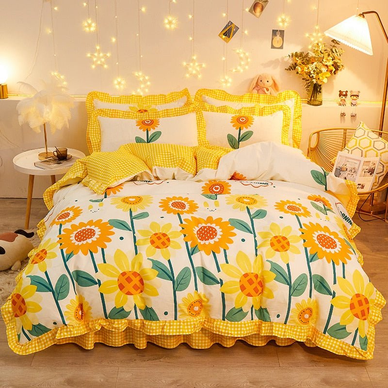 Kawaiimi - home & living - Sun & Shine Sunflower Field Bedding Set - 1