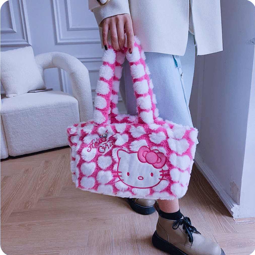 Kawaiimi - sanrio hand bags - Sweet Hello Kitty Plush Hand Bag - 5