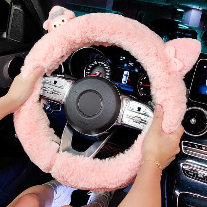 Kawaiimi - car decor & accessories - Sweet Sanrio Steering Wheel Fuzzy Cover - 4