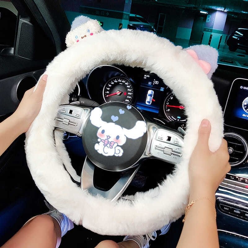 Kawaiimi - car decor & accessories - Sweet Sanrio Steering Wheel Fuzzy Cover - 1