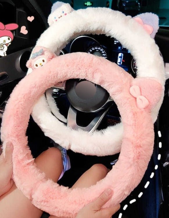 Kawaiimi - car decor & accessories - Sweet Sanrio Steering Wheel Fuzzy Cover - 3