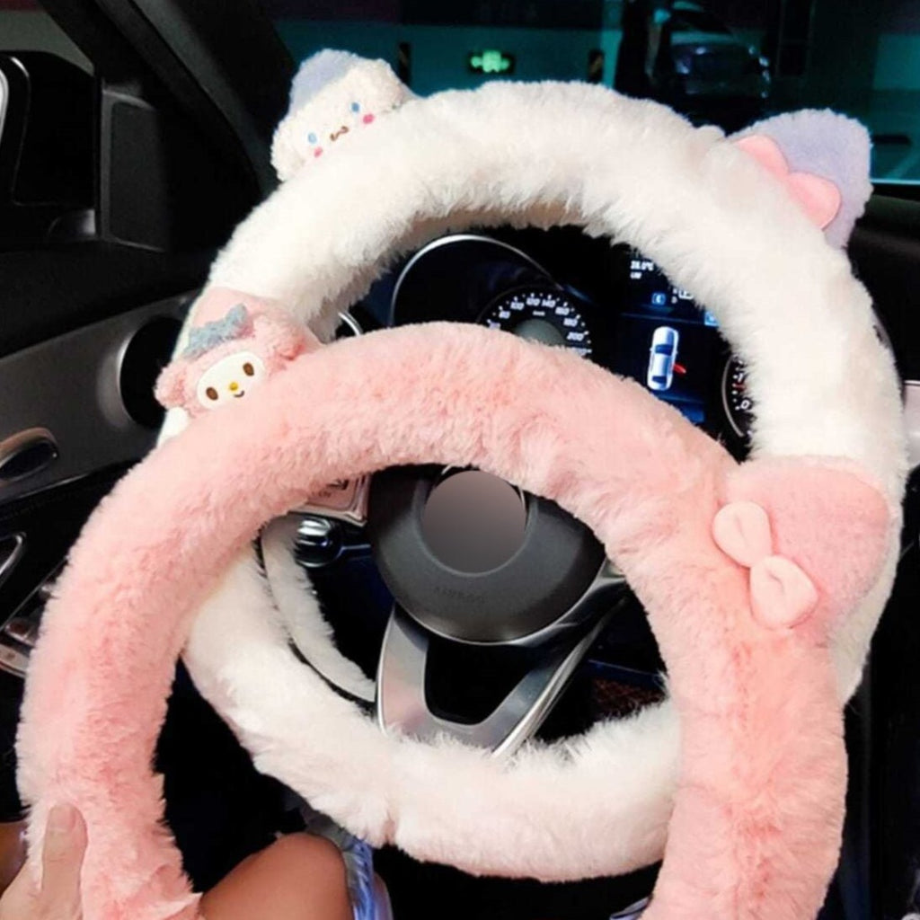 Kawaiimi - car decor & accessories - Sweet Sanrio Steering Wheel Fuzzy Cover - 2
