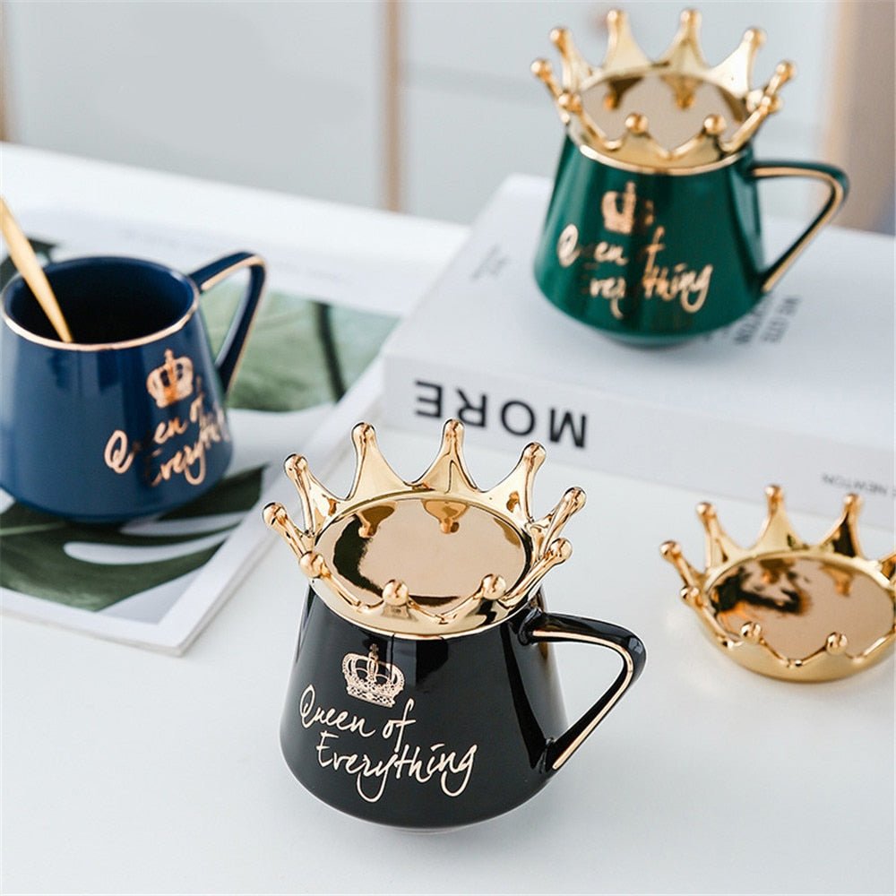 Kawaiimi - home & living - The Queen Mug with Golden Crown Lid - 5