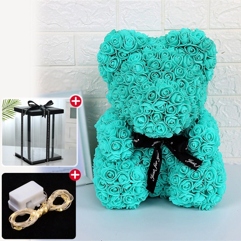 Kawaiimi - decorative rose teddy bear - Valentine's Rose Bear with Fairy Light & Gift Box - 7
