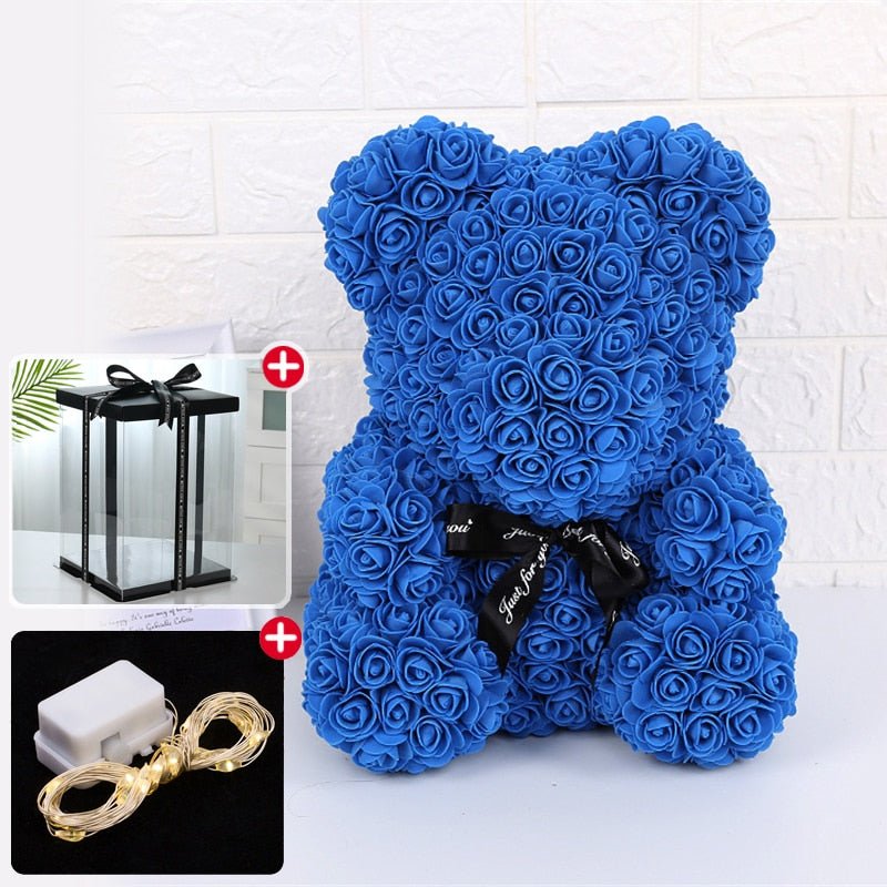 Kawaiimi - decorative rose teddy bear - Valentine's Rose Bear with Fairy Light & Gift Box - 9